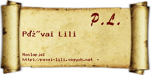 Pávai Lili névjegykártya