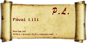 Pávai Lili névjegykártya